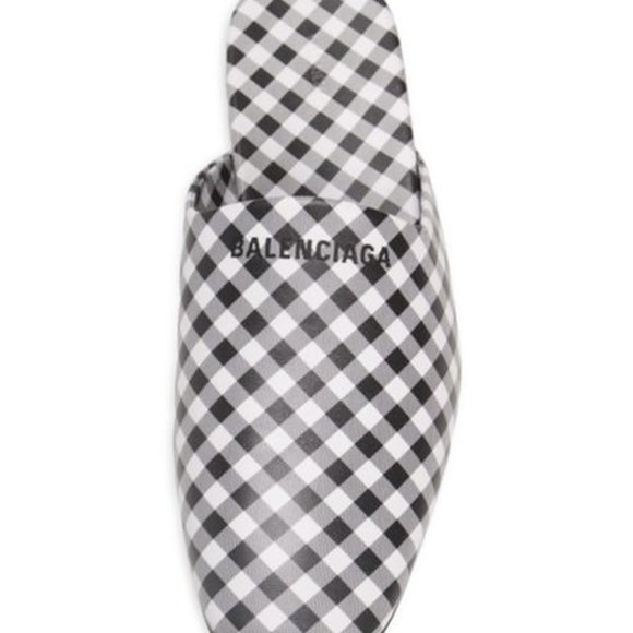 Balenciaga Cosy Gingham Print Square Toe Mule Shoe - Picture 3 of 5